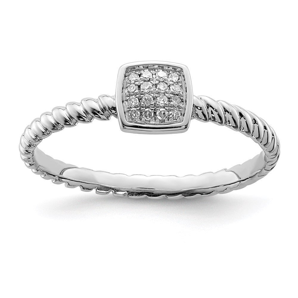 Image of ID 1 Sterling Silver Rhodium Plated White Diamond Stackable Ring