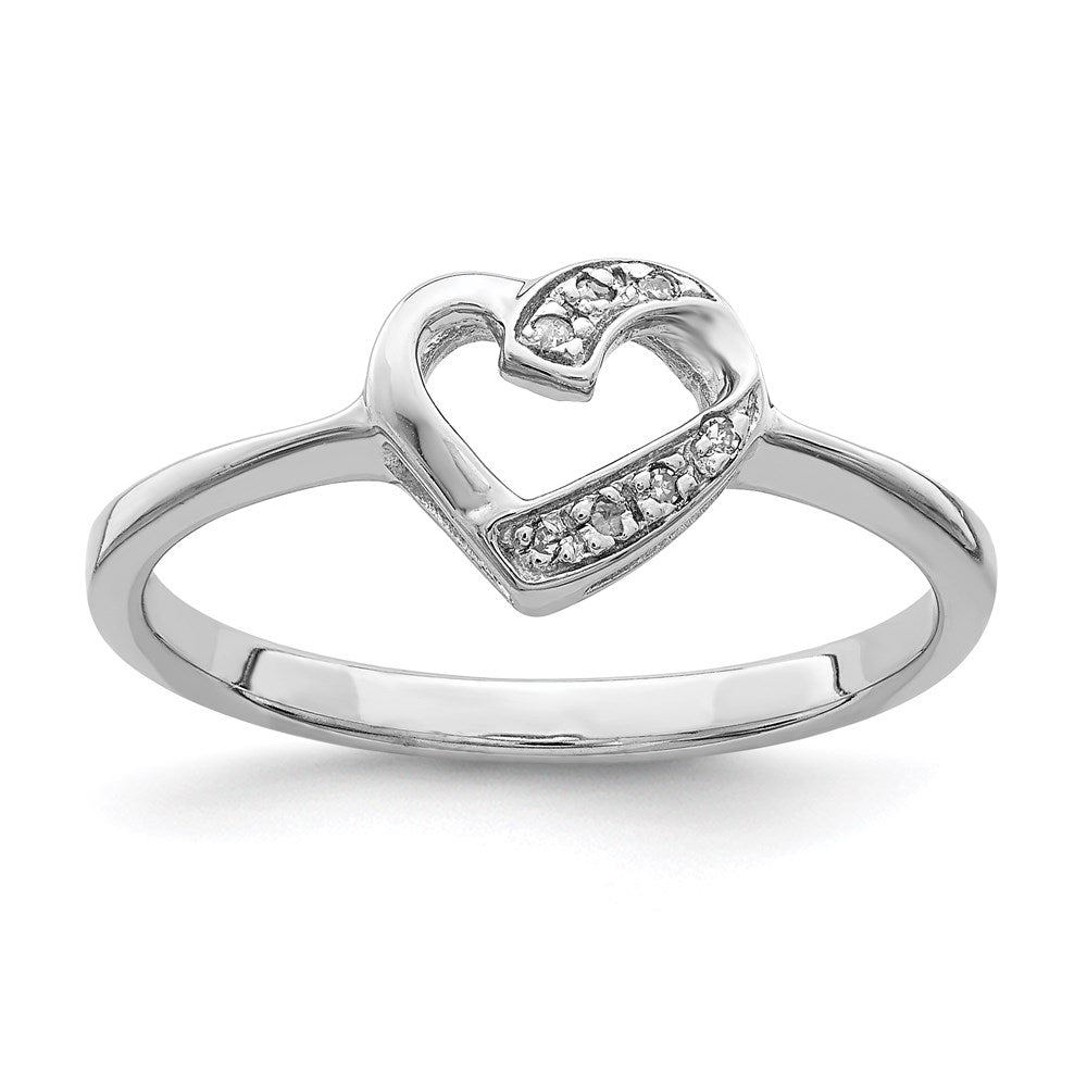Image of ID 1 Sterling Silver Rhodium Polished Diamond Heart Ring