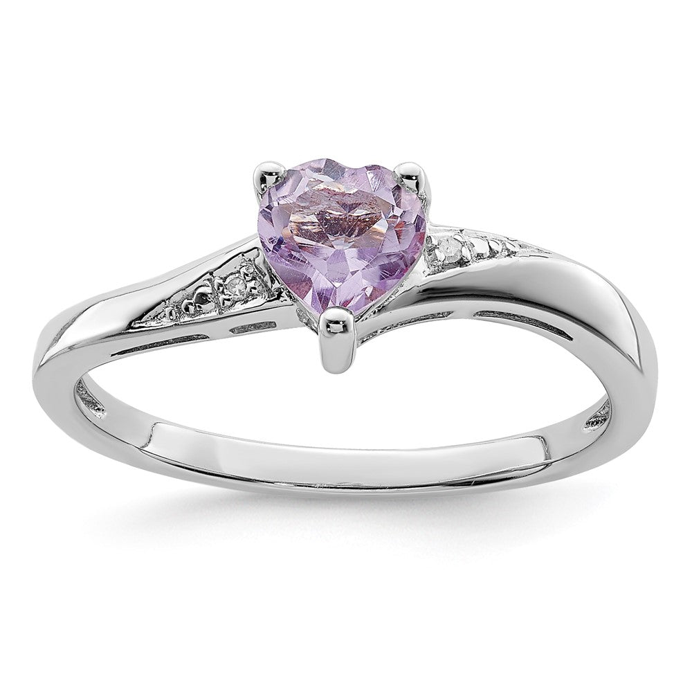 Image of ID 1 Sterling Silver Rhodium Purple Quartz Diamond Ring