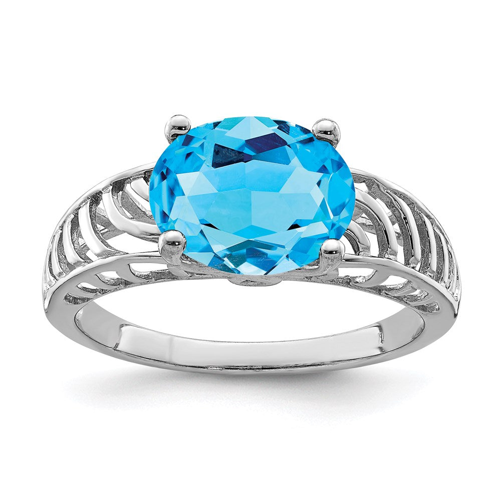 Image of ID 1 Sterling Silver Rhodium Swiss Blue Topaz Ring