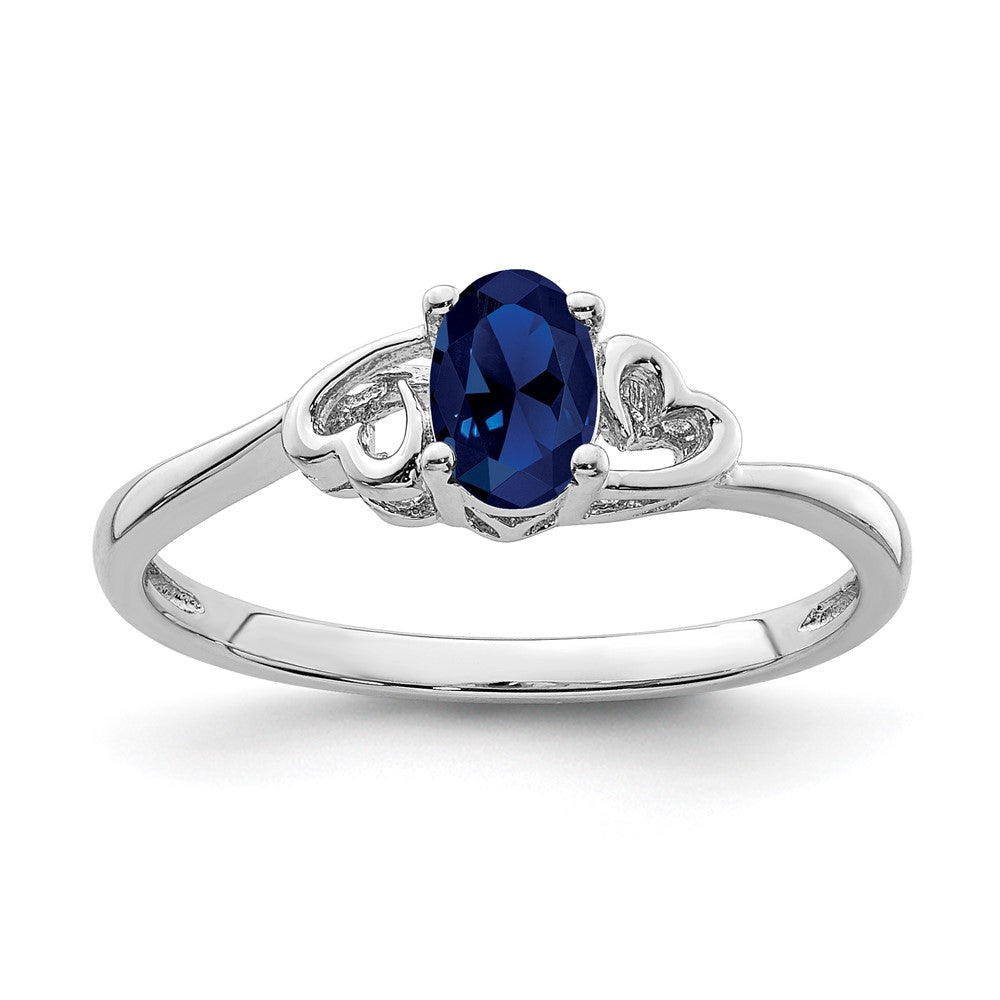 Image of ID 1 Sterling Silver Rhodium-plated Created Sapphire Ring