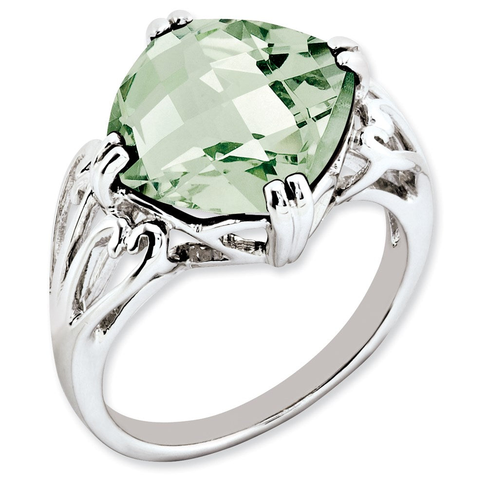 Image of ID 1 Sterling Silver Rhodium-plated Green Quartz Ring