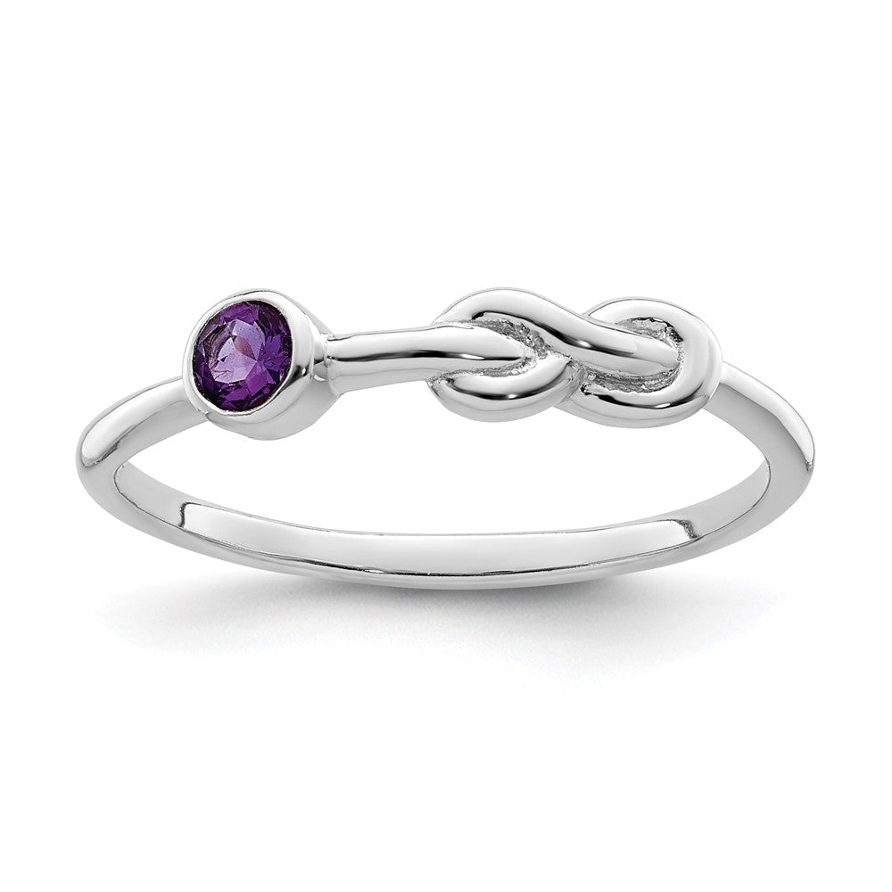 Image of ID 1 Sterling Silver Rhodium-plated Polished Infinity Amethyst Ring
