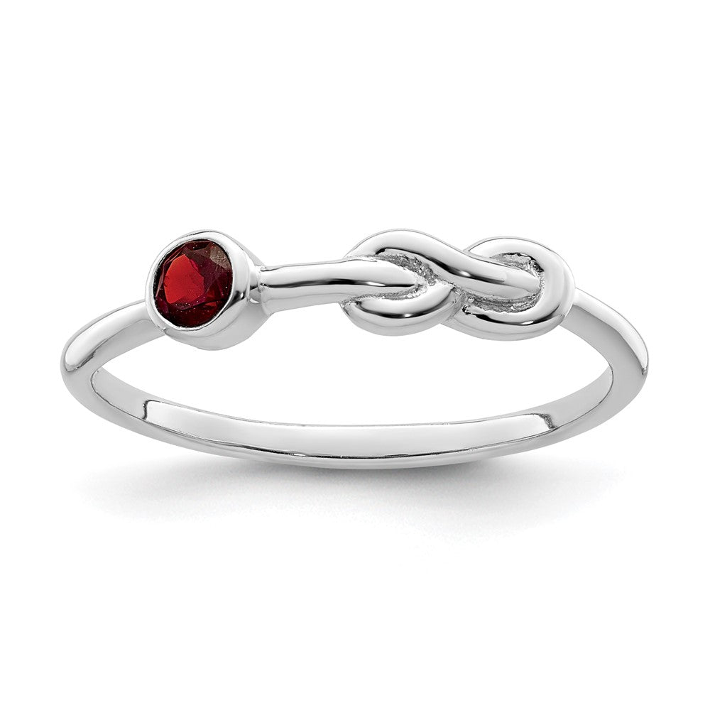 Image of ID 1 Sterling Silver Rhodium-plated Polished Infinity Garnet Ring