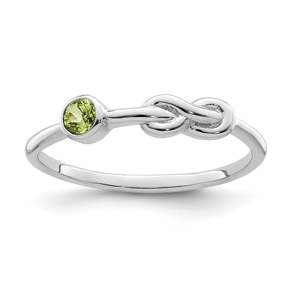 Image of ID 1 Sterling Silver Rhodium-plated Polished Infinity Peridot Ring