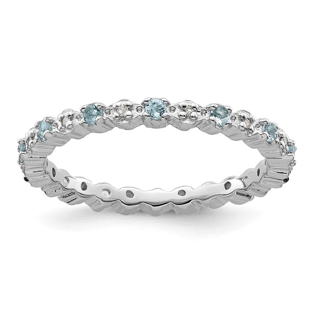 Image of ID 1 Sterling Silver Stackable Expressions Aquamarine & Diamond Ring