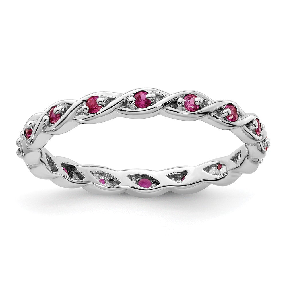 Image of ID 1 Sterling Silver Stackable Expressions Created Ruby Ring