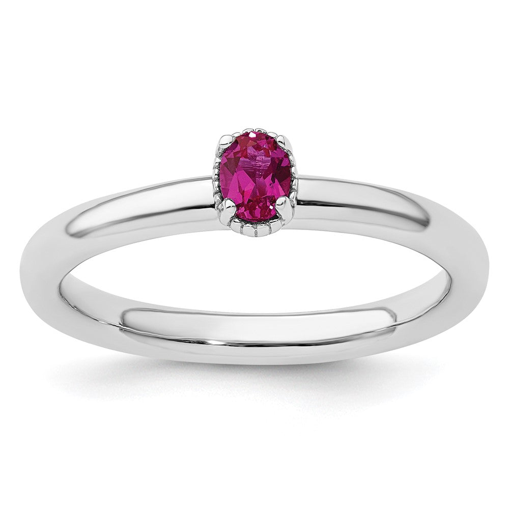 Image of ID 1 Sterling Silver Stackable Expressions Created Ruby Single Stone Ring