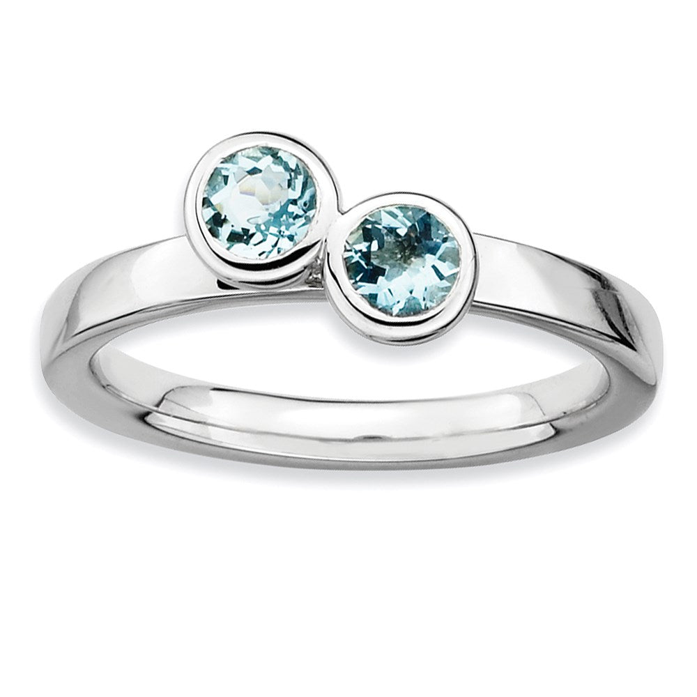 Image of ID 1 Sterling Silver Stackable Expressions Dbl Round Aquamarine Ring