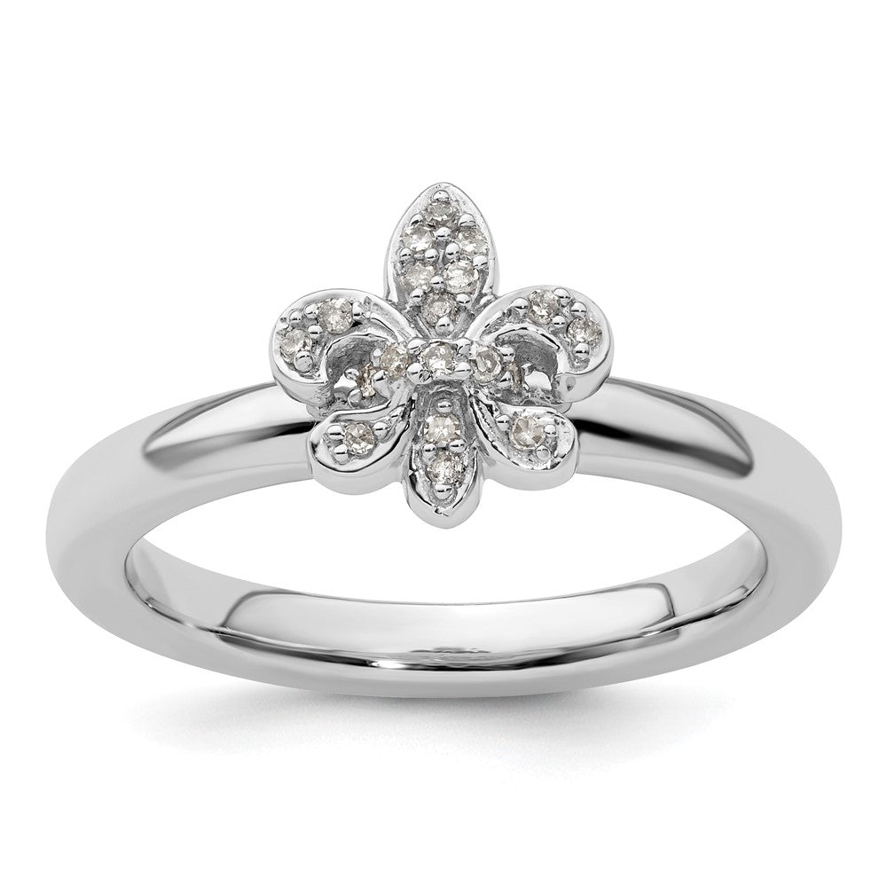 Image of ID 1 Sterling Silver Stackable Expressions Fleur De Lis Diamond Ring