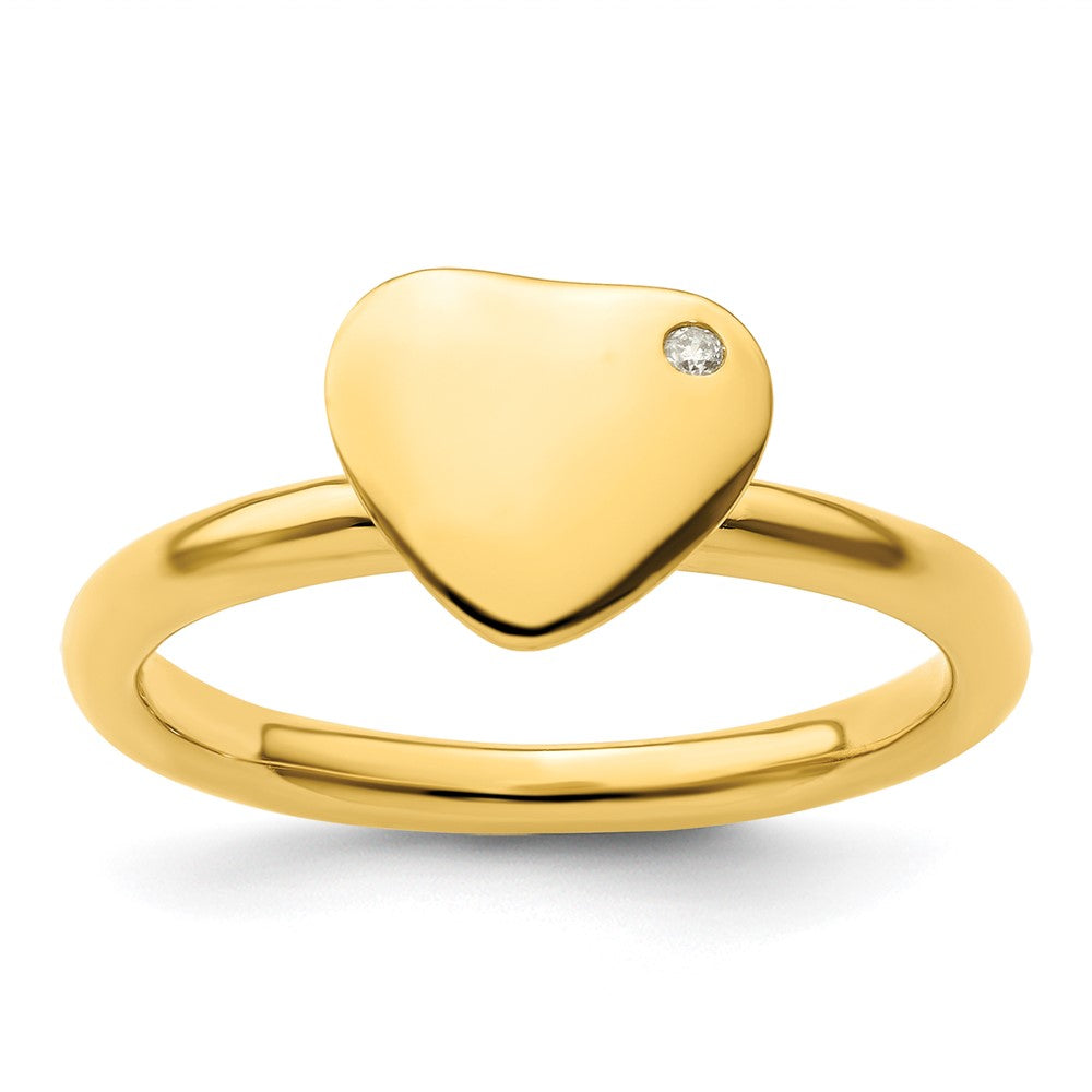 Image of ID 1 Sterling Silver Stackable Expressions Gold-plated Heart Diamond Ring