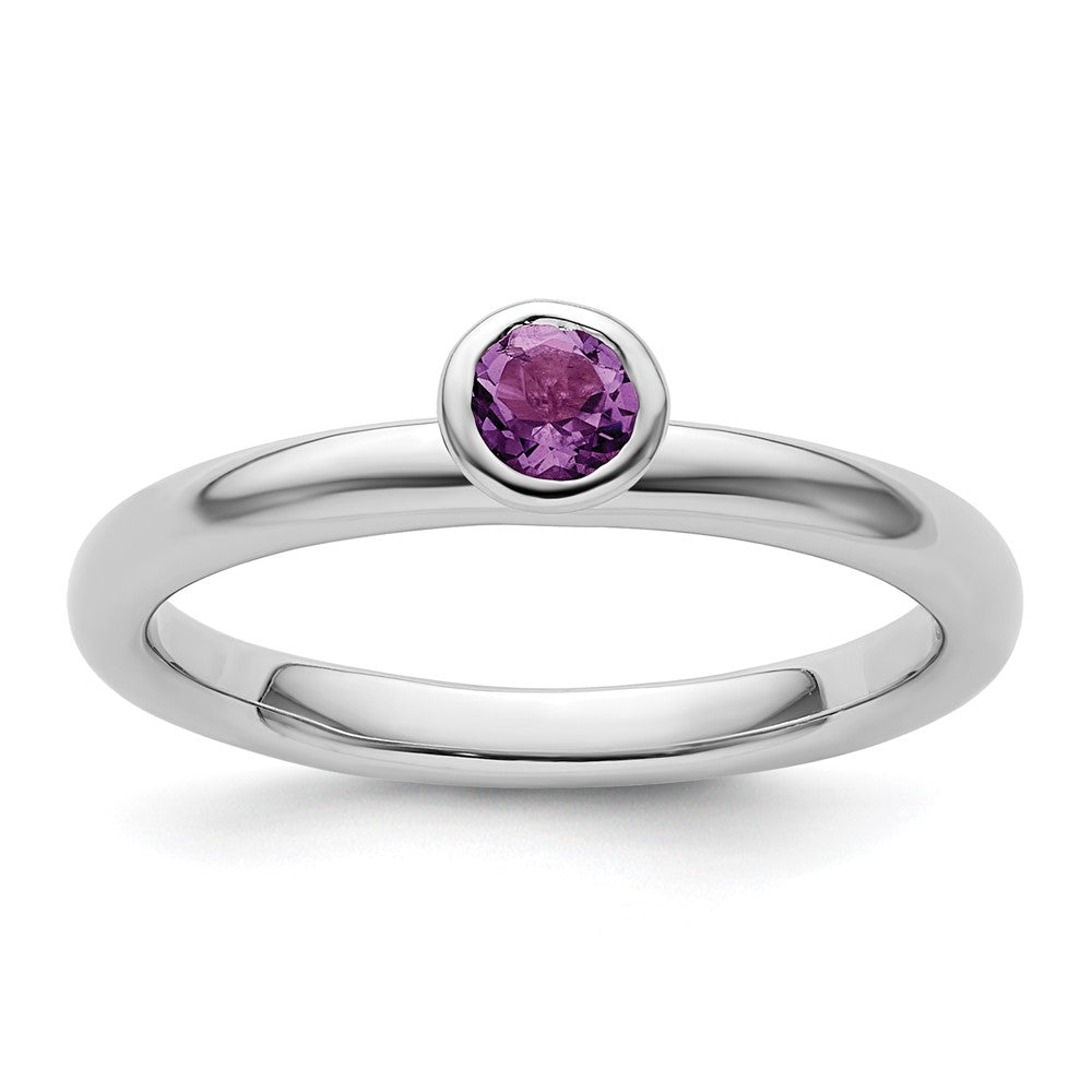 Image of ID 1 Sterling Silver Stackable Expressions High 4mm Round Amethyst Ring