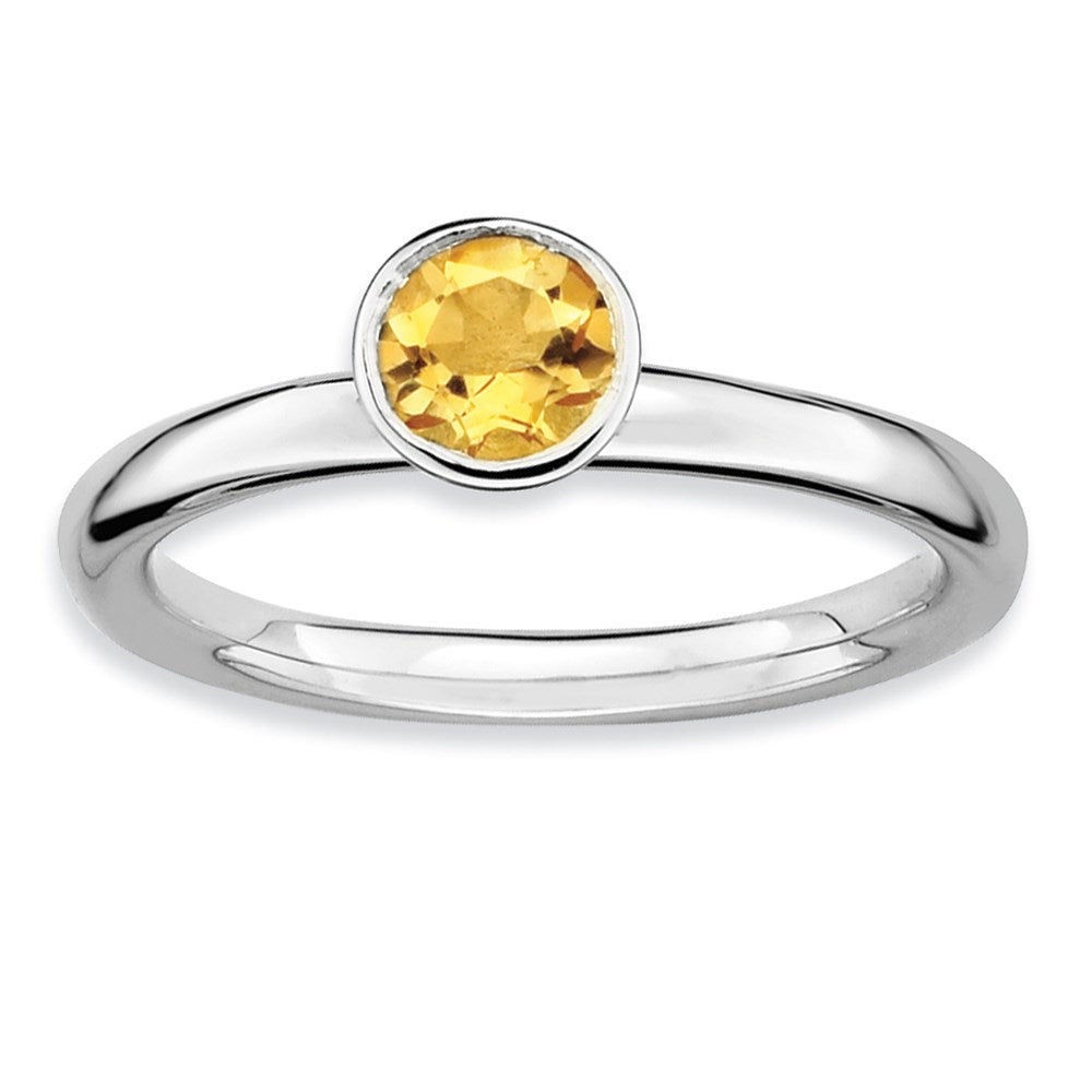 Image of ID 1 Sterling Silver Stackable Expressions High 5mm Round Citrine Ring
