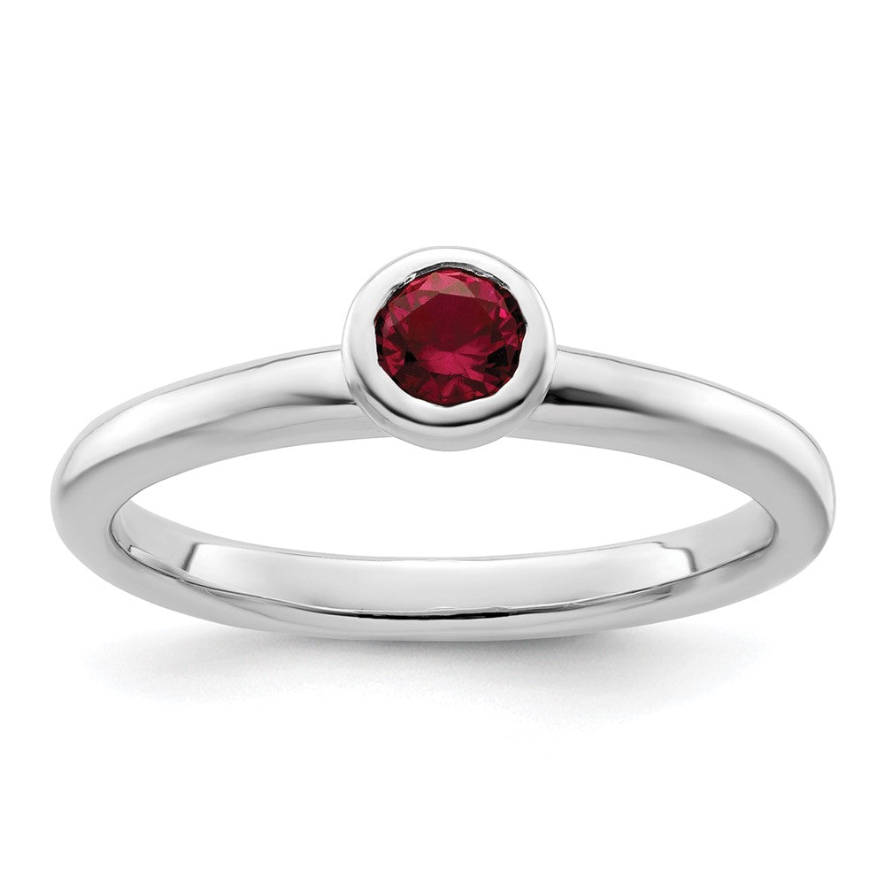 Image of ID 1 Sterling Silver Stackable Expressions Low 4mm Round Cr Ruby Ring