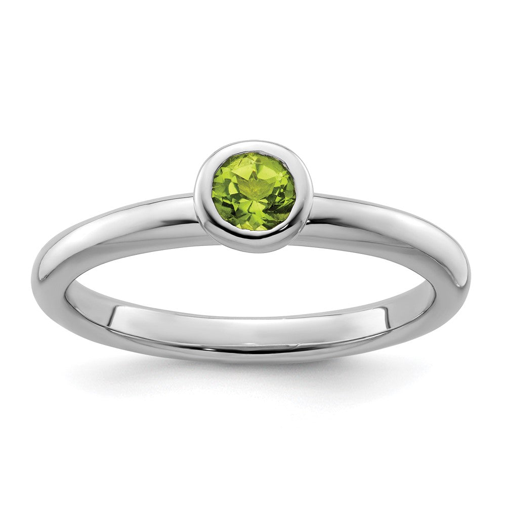 Image of ID 1 Sterling Silver Stackable Expressions Low 4mm Round Peridot Ring