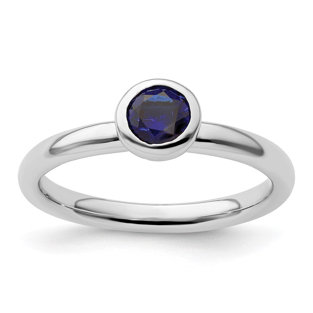Image of ID 1 Sterling Silver Stackable Expressions Low 5mm Round Cr Sapphire Ring
