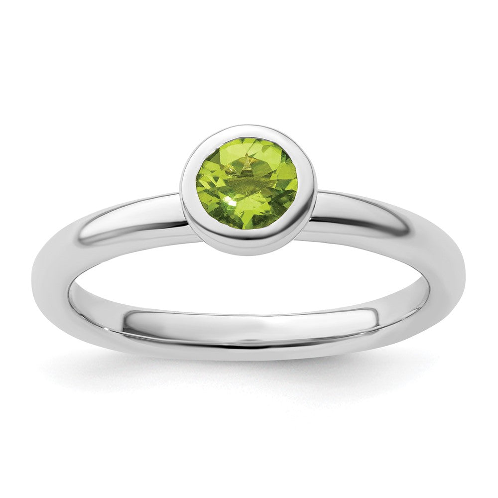 Image of ID 1 Sterling Silver Stackable Expressions Low 5mm Round Peridot Ring