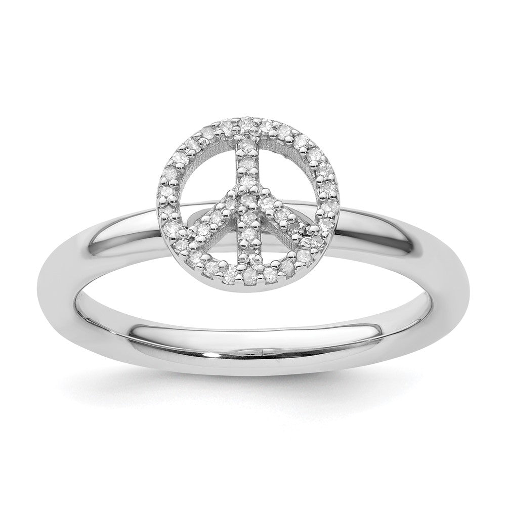 Image of ID 1 Sterling Silver Stackable Expressions Peace Symbol Diamond Ring