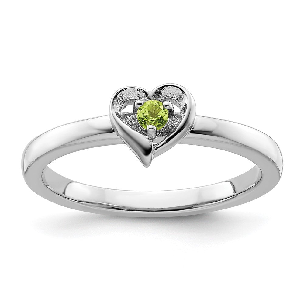 Image of ID 1 Sterling Silver Stackable Expressions Peridot Heart Ring
