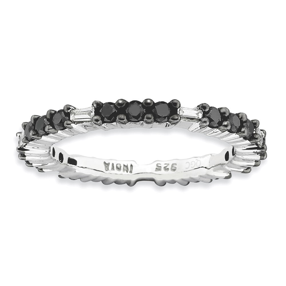 Image of ID 1 Sterling Silver Stackable Expressions Polished Black Diamond Ring