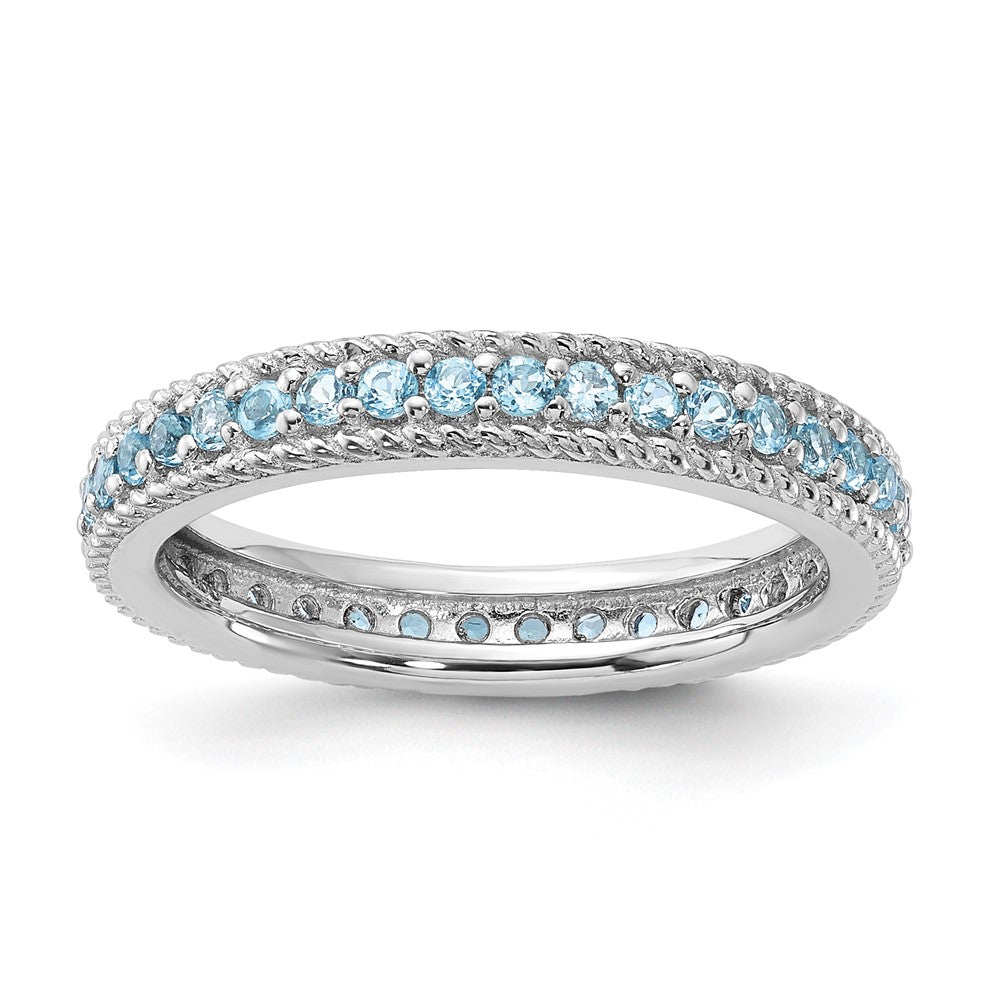 Image of ID 1 Sterling Silver Stackable Expressions Polished Blue Topaz Eternity Ring