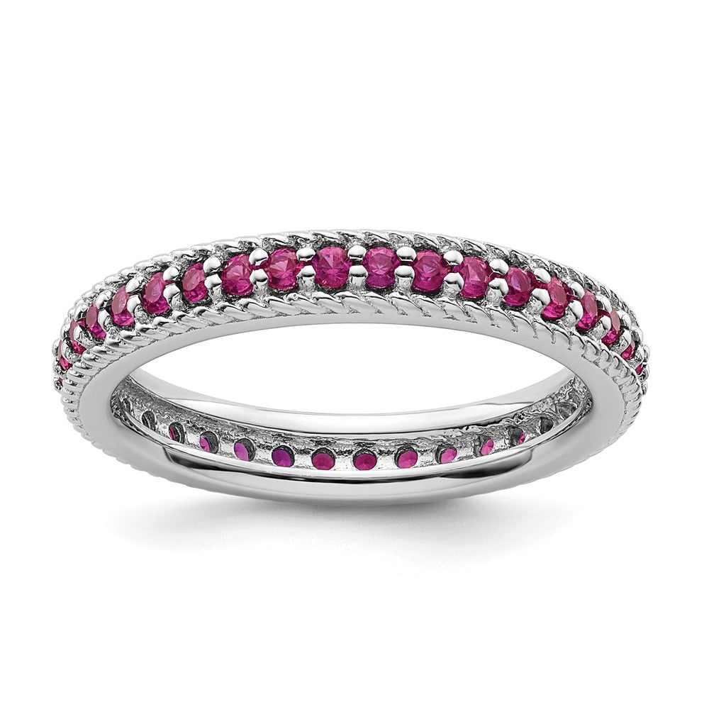 Image of ID 1 Sterling Silver Stackable Expressions Polished Created Ruby Eternity Ring