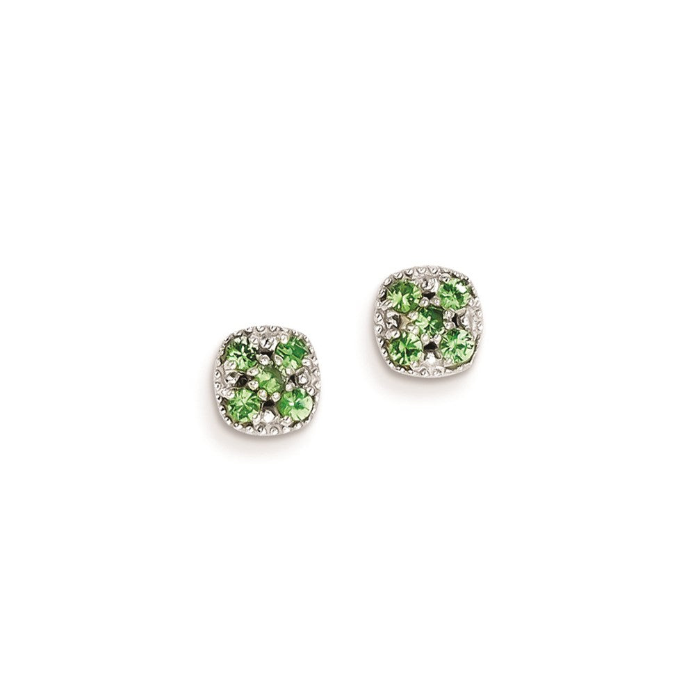 Image of ID 1 Sterling Silver Tsavorite Garnet Square Post Earrings