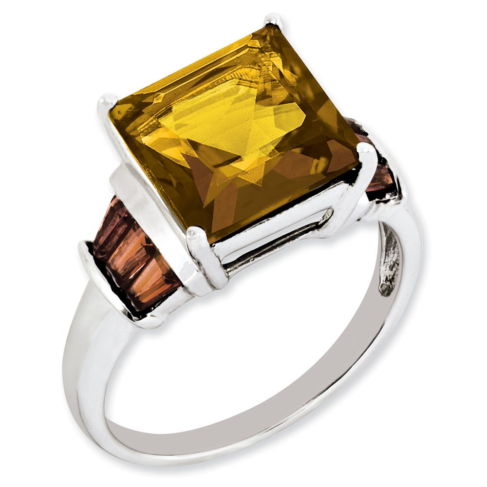 Image of ID 1 Sterling Silver Whiskey Quartz & Tabber Garnet Ring