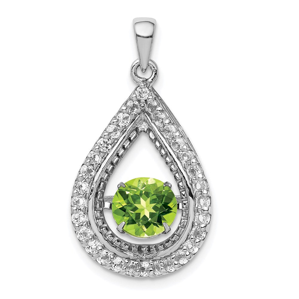 Image of ID 1 Sterling Silver White Topaz & Vibrant Peridot Teardrop Pendant