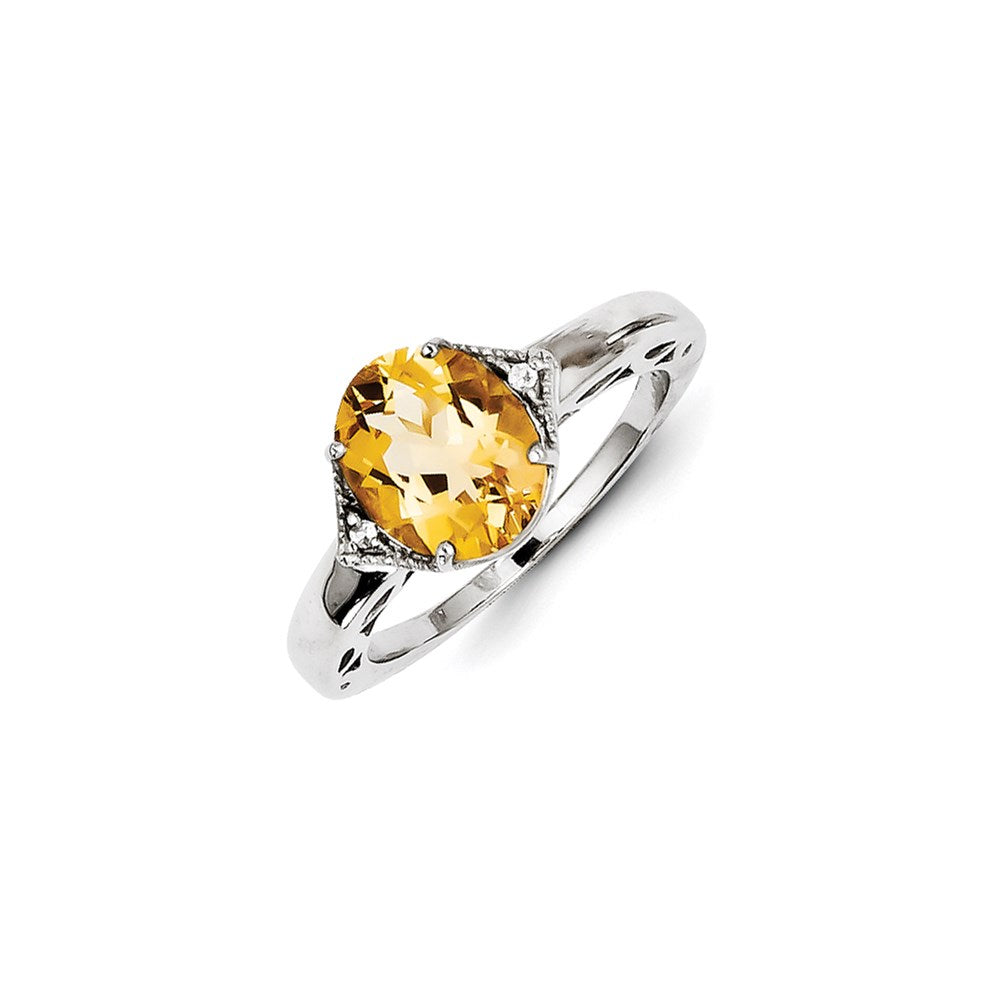 Image of ID 1 Sterling Silver with Citrine and White Topaz Oval Ring