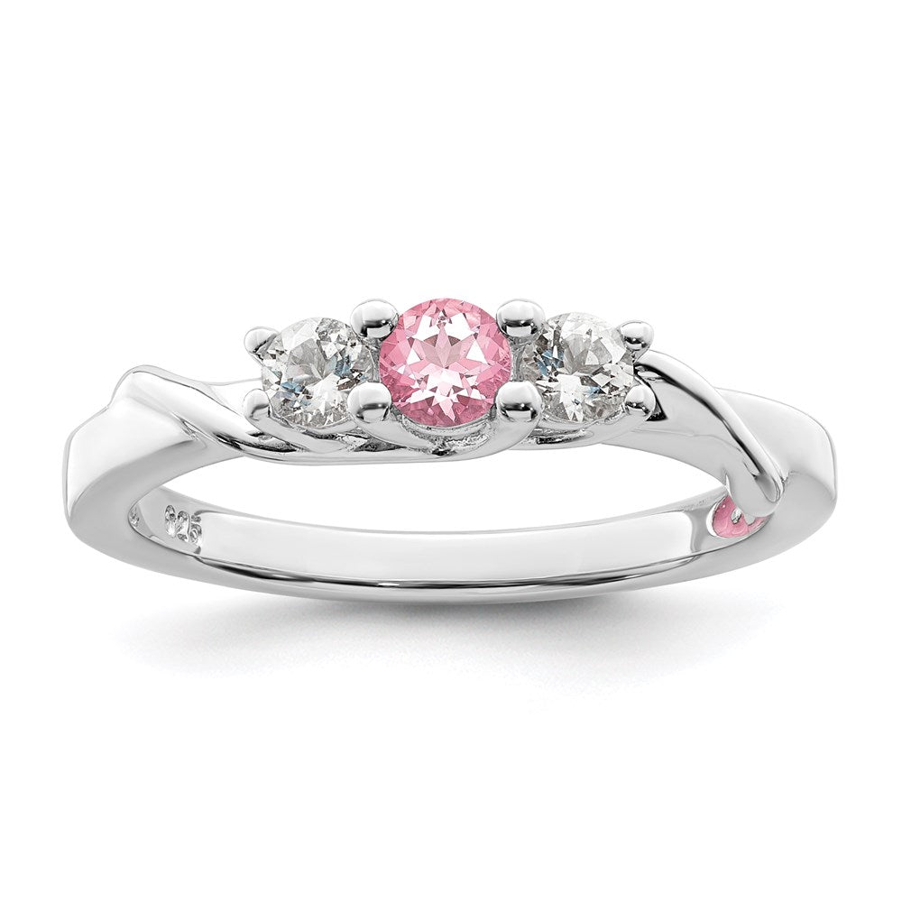 Image of ID 1 Survivor Collection Sterling Silver Rhodium-plated White and Pink Swarovski Topaz Joanna Ring