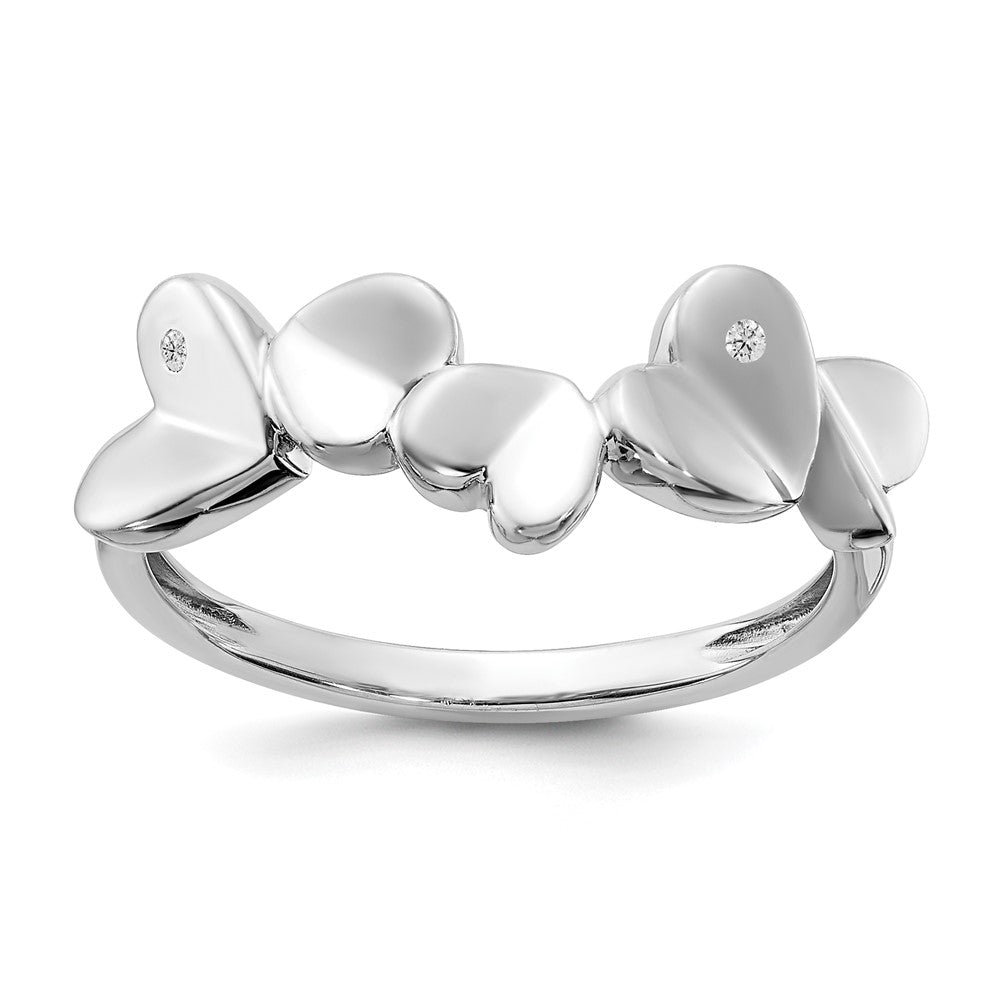 Image of ID 1 White Ice Sterling Silver Rhodium-plated Diamond Hearts Ring