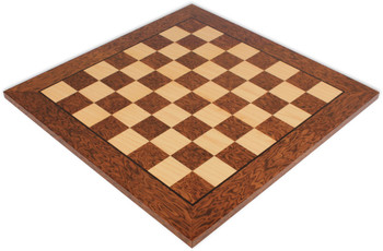 Image of ID 1197422590 Brown Ash Burl & Maple High Gloss Deluxe Chess Board - 2" Squares