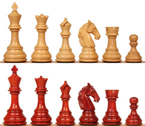Image of ID 1200403005 Colombian Knight Staunton Chess Set with Padauk & Boxwood Pieces - 46" King