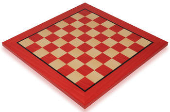 Image of ID 1200403006 Tulip Red & Maple High Gloss Deluxe Chess Board - 2125" Squares