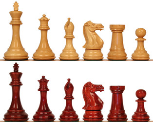 Image of ID 1229757995 New Exclusive Staunton Chess Set with Padauk & Boxwood Pieces - 35" King