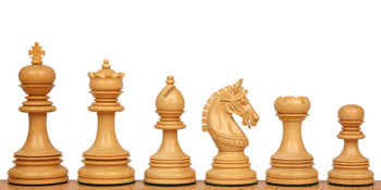Image of ID 1237622757 Chetak Staunton Chess Set Ebony & Boxwood Pieces with Elm Burl & Erable Chess Board - 425" King
