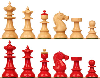 Image of ID 1241099348 Vienna Coffee House Series Chess Set Red & Boxwood Lacquered Pieces - 4" King