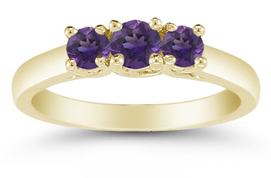 Image of ID 1247851263 Three Stone Amethyst Ring 14K Gold