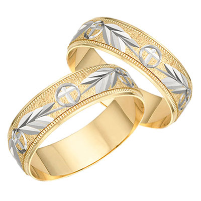 Image of ID 1247851453 Hosanna Cross Wedding Band Set