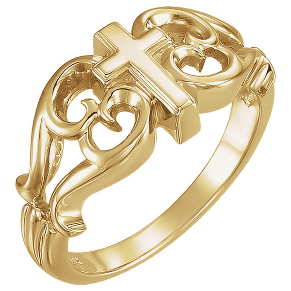 Image of ID 1247854973 Ornate Design Cross Ring for Women in 14K Gold