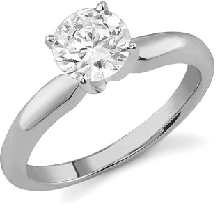 Image of ID 1247857448 Diamond Solitaire CZ Ring 14K White Gold