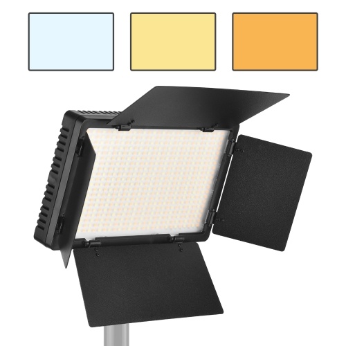 Image of ID 1266874367 Andoer LED-600 LED Video Light Professional Photography Light Panel 600PCS Bright Light Beads Adjustable Bi-Color Temperature 3200-5600K Dimmable Brightness with Barndoor 1/4 Inch Screw Hole  Cold Shoe Ball Head for Outdoor Photography Studi