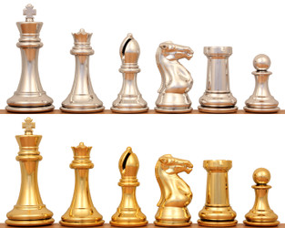 Image of ID 1267005559 Professional Series Resin Chess Set with Gold & Silver Pieces - 4125" King