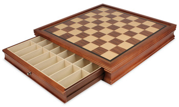Image of ID 1268081506 Deluxe Two-Drawer Walnut Chess Case - 2" Squares