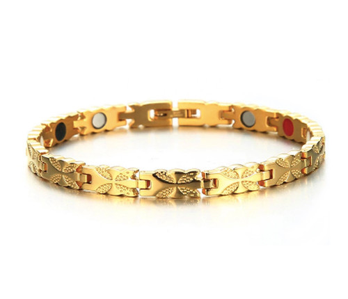 Image of ID 1269469192 8" inch - Magnetic Stainless Steel Bracelet For Women Gold Tone Women's Stainless Steel Magnetic Bracelet with magnets far infrared germanium and negative Ion technology)