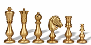 Image of ID 1282106037 Contemporary Staunton Solid Brass Chess Set with Elm Burl Chess Case