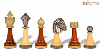 Image of ID 1282106136 Italian Arabesque Staunton Metal & Wood Chess Set by Italfama
