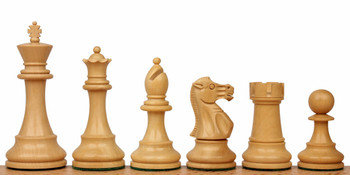 Image of ID 1282411576 British Staunton Chess Set with Ebonized & Boxwood Pieces - 35" King