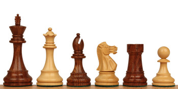 Image of ID 1282411587 British Staunton Chess Set with Golden Rosewood & Boxwood Pieces - 35" King